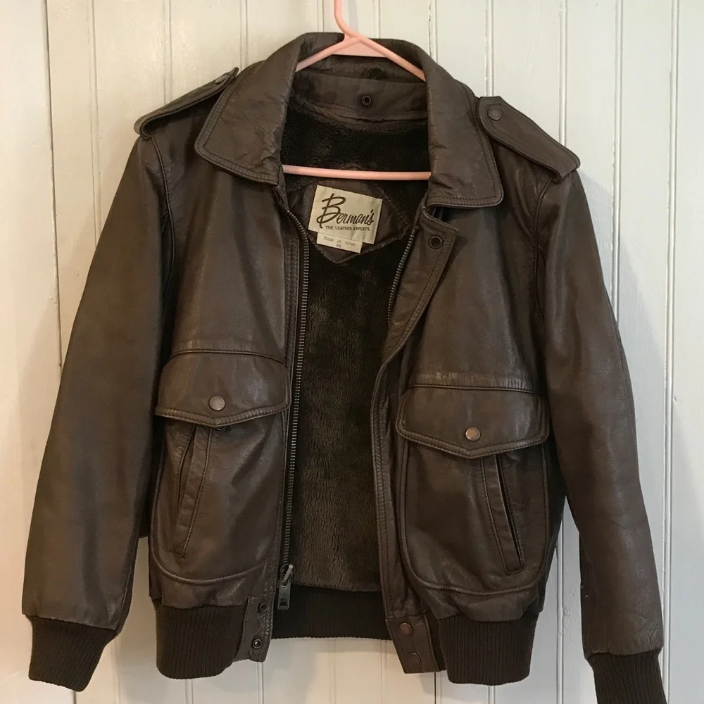 Berman’s vintage brown leather jacket - Picture 1 of 16